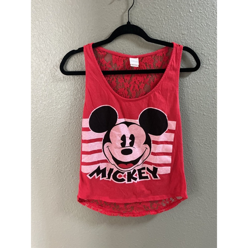 Disney Mickey Mouse Red Lace Back Tank Top Sleeveless Shirt Large GT34T100FL